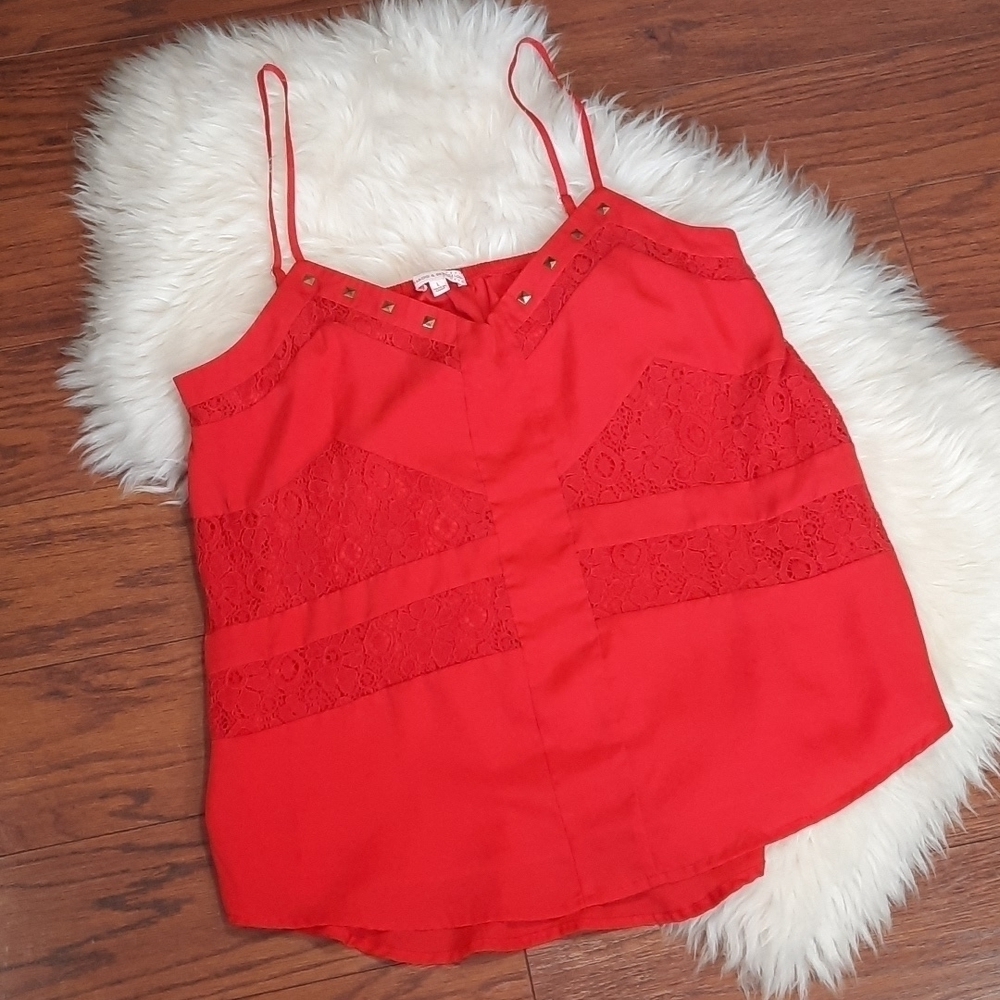 Margot & Sebastian Lace Front Studded Tank Top